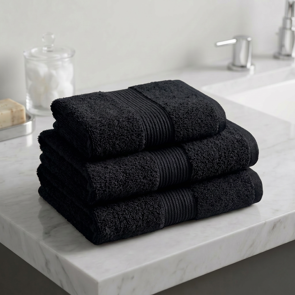 Luna 100% Egyptian Cotton Towel 70x140cm Black600g - Image 2