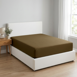 Luna Super King Fitted Sheet Dark Brown
