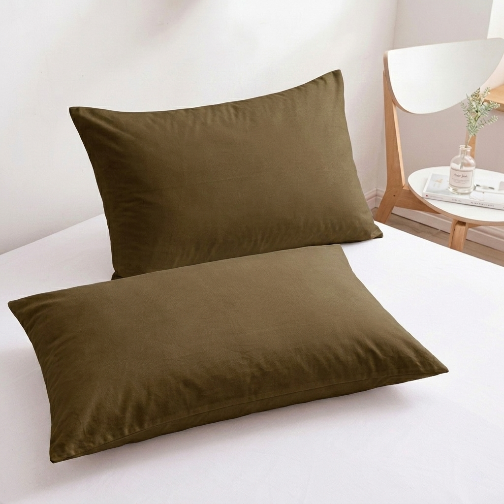 Luna Pillow Case Pair 50x76cm Dark Brown