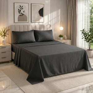 Luna Super King Bed Sheet Set Charcoal