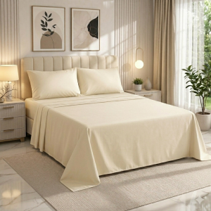 Luna Super King Bed Sheet Set Cream