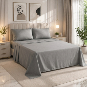 Luna Super King Bed Sheet Set Grey