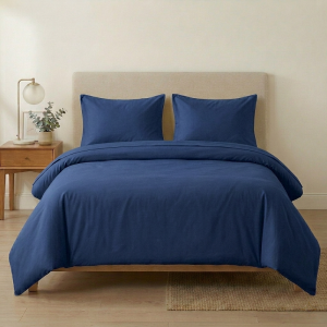Luna Super King Duvet Set Navy Blue