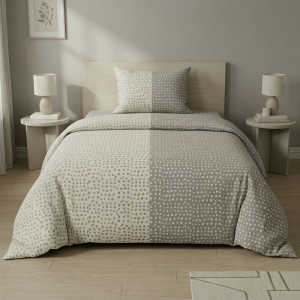 Luna Single Printed Duvet Set Two Tone Pebble
