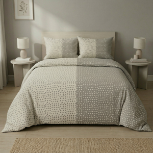 Luna Double Printed Duvet Set Two Tone Pebble