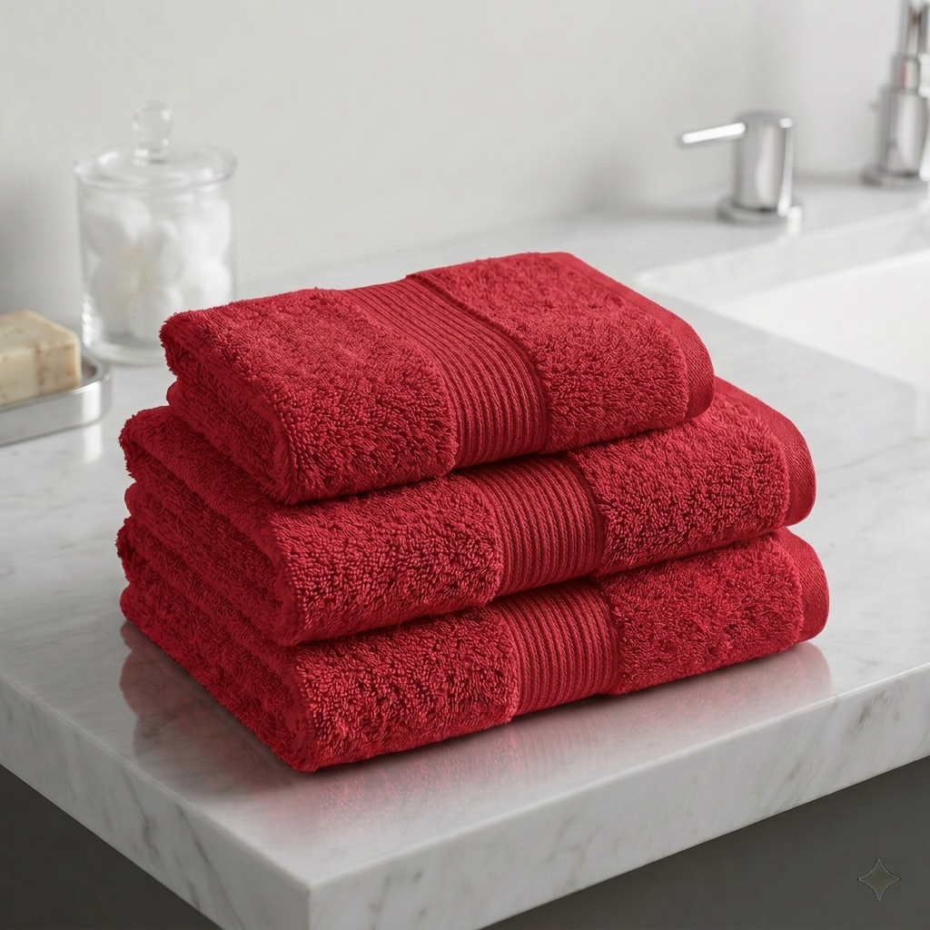 Luna 100% Egyptian Cotton Towel 50x100cm Red 600g