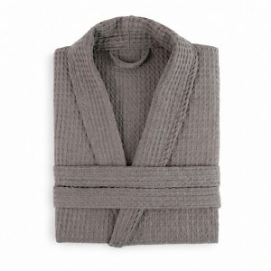 Luna 100% Cotton Waffle Bathrobe Grey 250gsm
