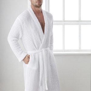 Luna 100% Cotton Waffle Bathrobe White 250gsm