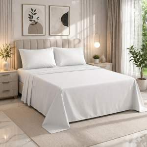 Luna Super King Bed Sheet Set White