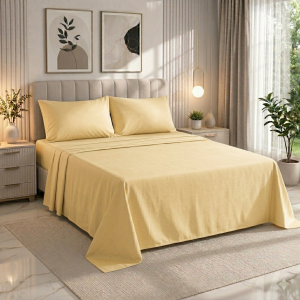 Luna Super King Bed Sheet Set Vanilla