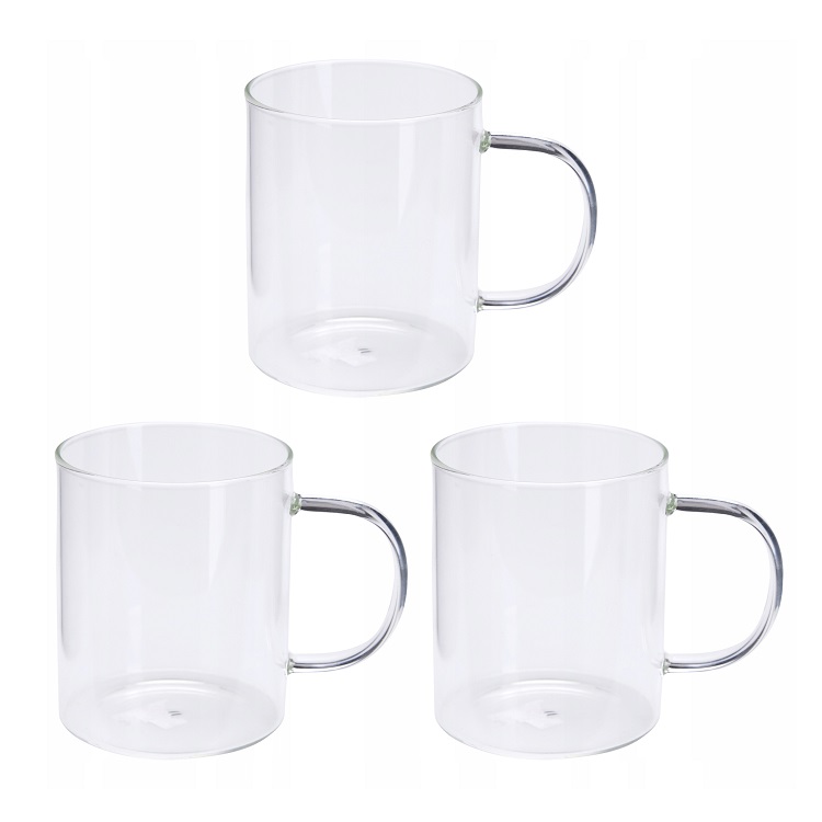 Glass Mug with Handle 400ml 3 Pcs - Image 2