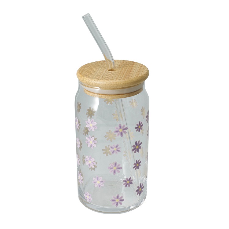 Drinking Glass with Straw 500ml (3 Designs) - Image 3