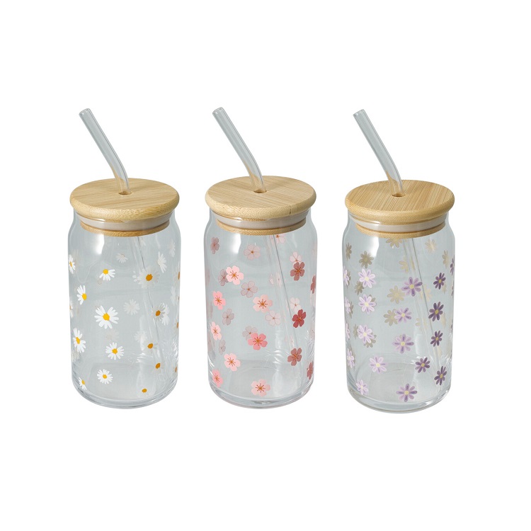 Drinking Glass with Straw 500ml (3 Designs) - Image 5