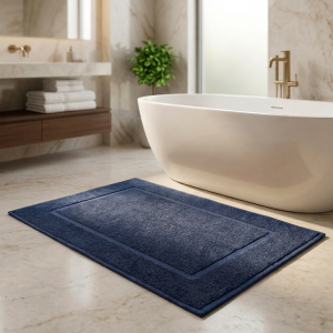Luna Cotton Bath Mat 50x70cm Navy Blue