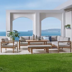 Nordic L-Shape Sofa w/High Table 7 Pcs Set