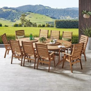 Quebec Oval Table 2.20×1.30m Incl 8 Chairs