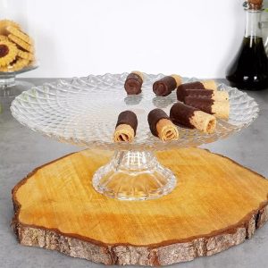 Glass Footed Serving Plate 28cm