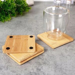 Coaster Set 4 Pcs Bamboo (2 Designs)