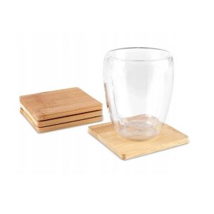 Coaster Set 4 Pcs Bamboo (2 Designs)
