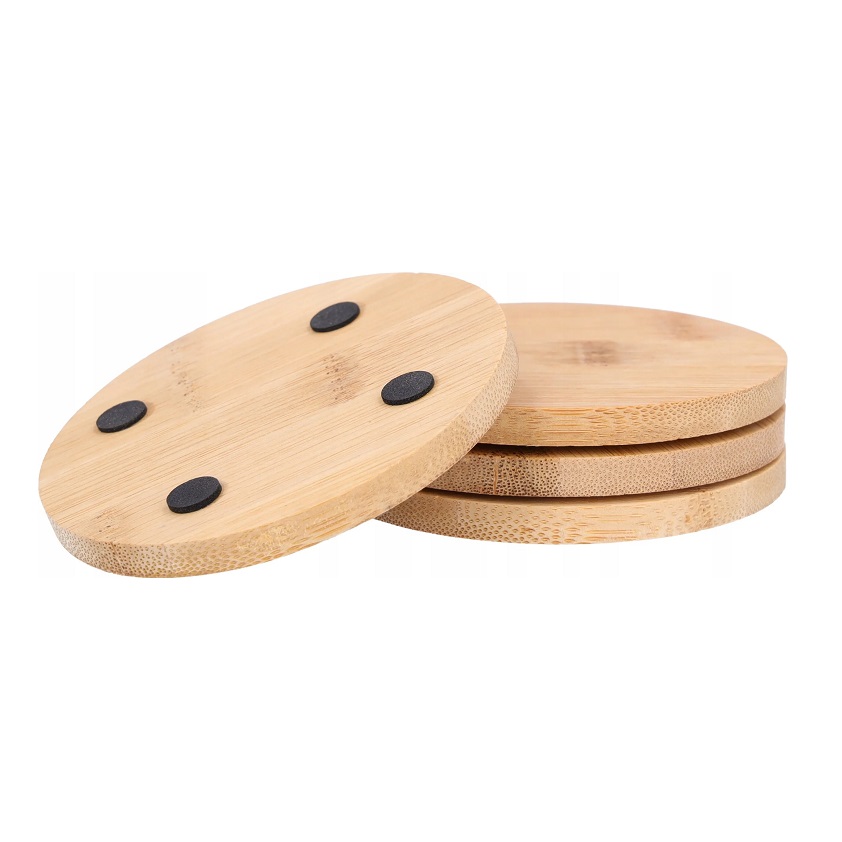 Coaster Set 4 Pcs Bamboo (2 Designs) - Image 4