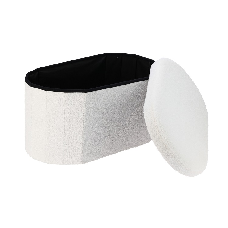 Foldable storage Stool with Lid White - Image 4