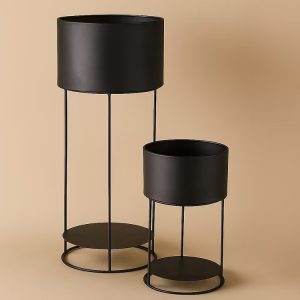 Free Standing Flower Pots Black Large
