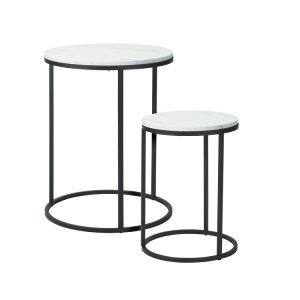 Side Table Metal with MDF Top Set 2 Pcs