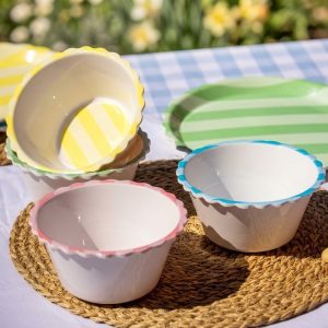 Melamine Bowl Flower Rim 14.50x7cm (4 Colours)