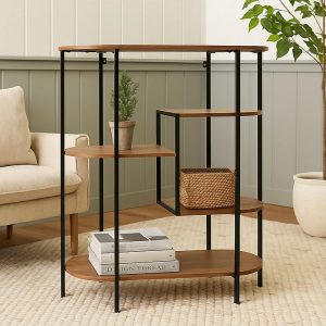 Metal Wall Rack with MDF Shelves 77x33x95cm
