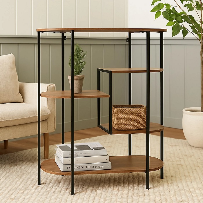 Metal Wall Rack with MDF Shelves 77x33x95cm - Image 2