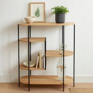 Metal Wall Rack with MDF Shelves 77x33x95cm