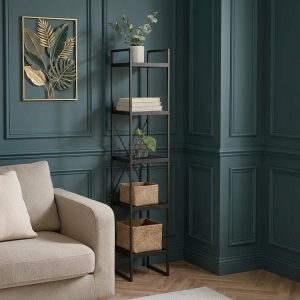 Metal Wall Rack with MDF Shelves 27x27x130cm