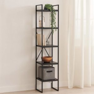 Metal Wall Rack with MDF Shelves 27x27x130cm